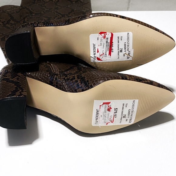 14th & Union Jarden Snake Embossed Faux Leather Knee High Boots Size 7 Brown - Picture 5 of 5